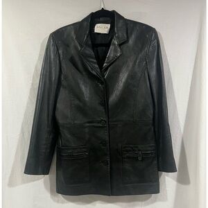 Oscar de la Renta Black Leather Jacket large